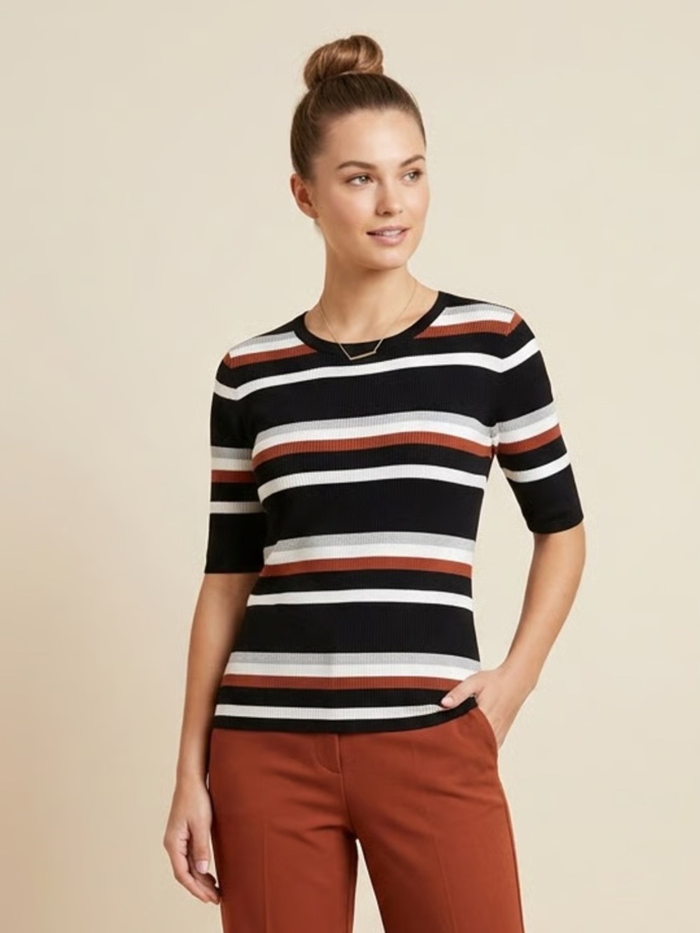 PREMISE | Striped 3/4 Sleeve Sweater Sz S